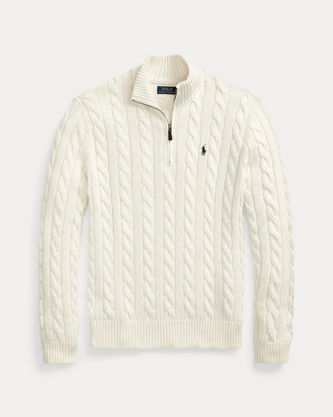 Ralph Lauren Cable-Knit Cotton Quarter-Zip Jumper | Cream