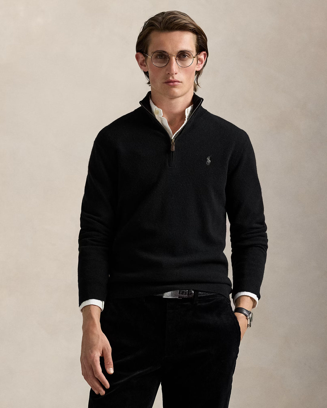 Ralph Lauren Wool Quarter-Zip Jumper | Black