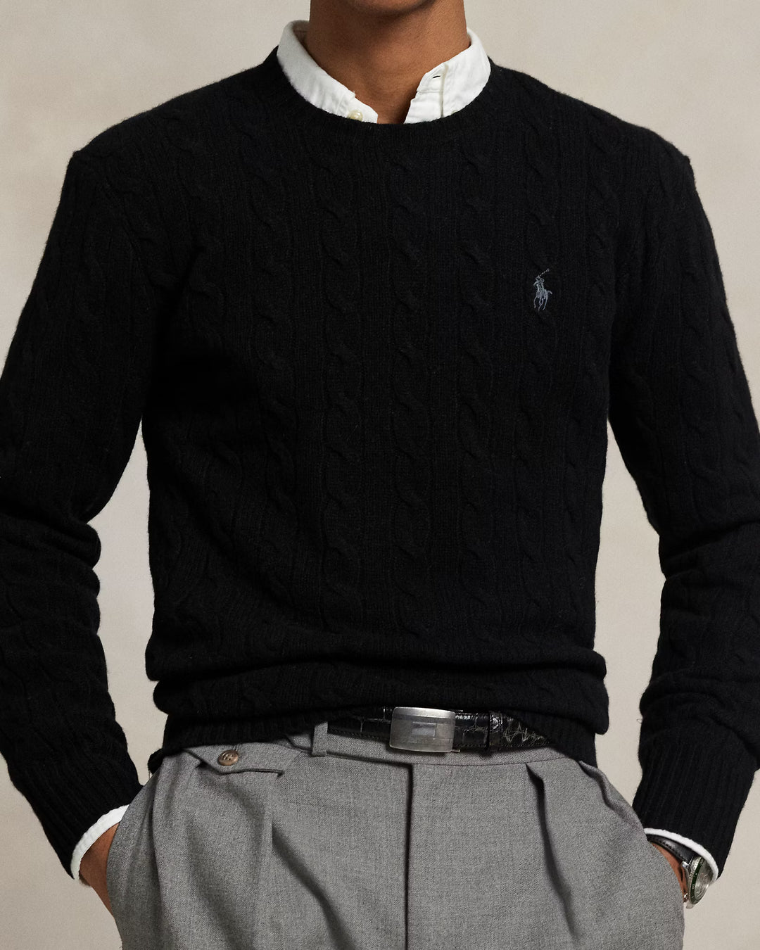 Ralph Lauren Cable-Knit Wool-Cashmere Jumper | Black