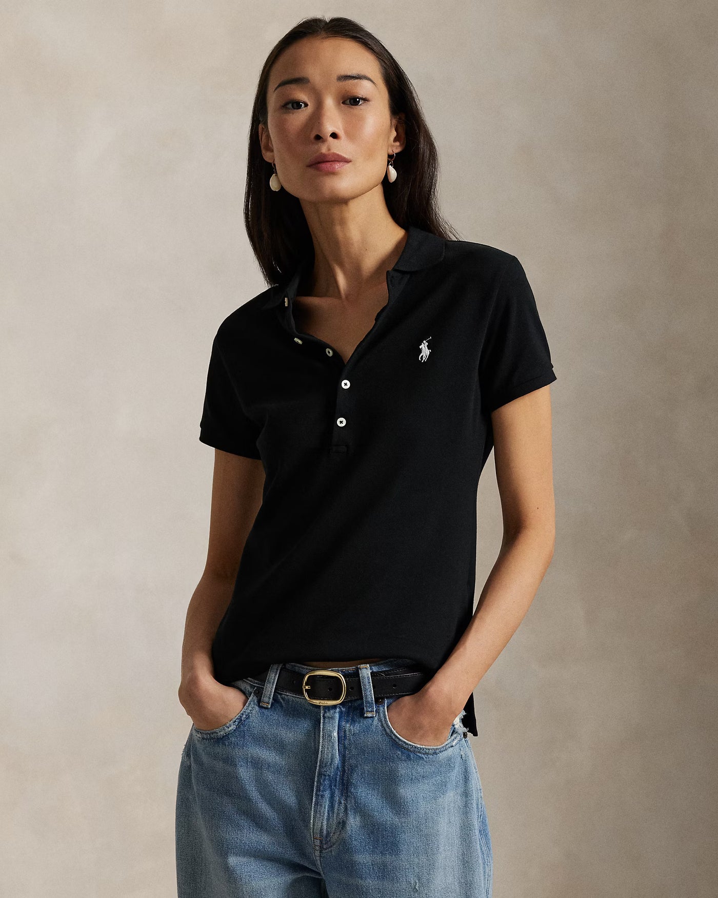 Ralph Lauren Slim Fit Stretch Polo Shirt | Black