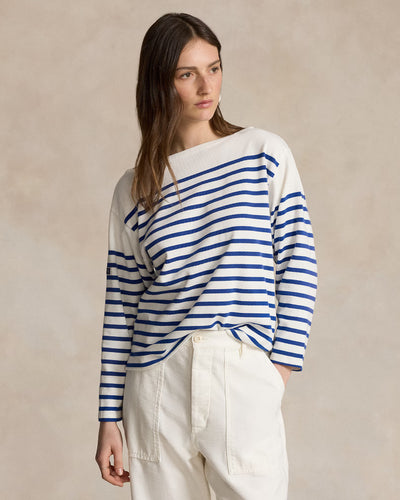 Ralph Lauren Striped Boatneck Mariner Tee | Navy/White