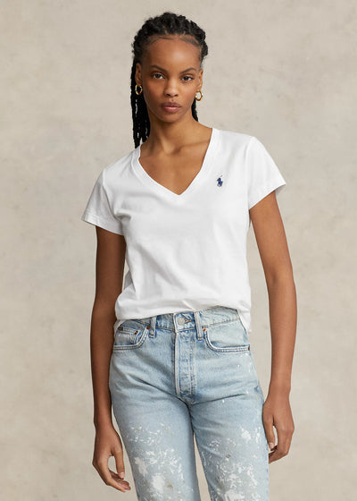 Ralph Lauren Cotton Jersey V-Neck T-Shirt | White