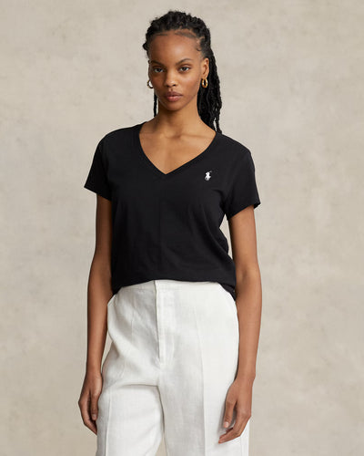 Ralph Lauren Cotton Jersey V-Neck T-Shirt | Black