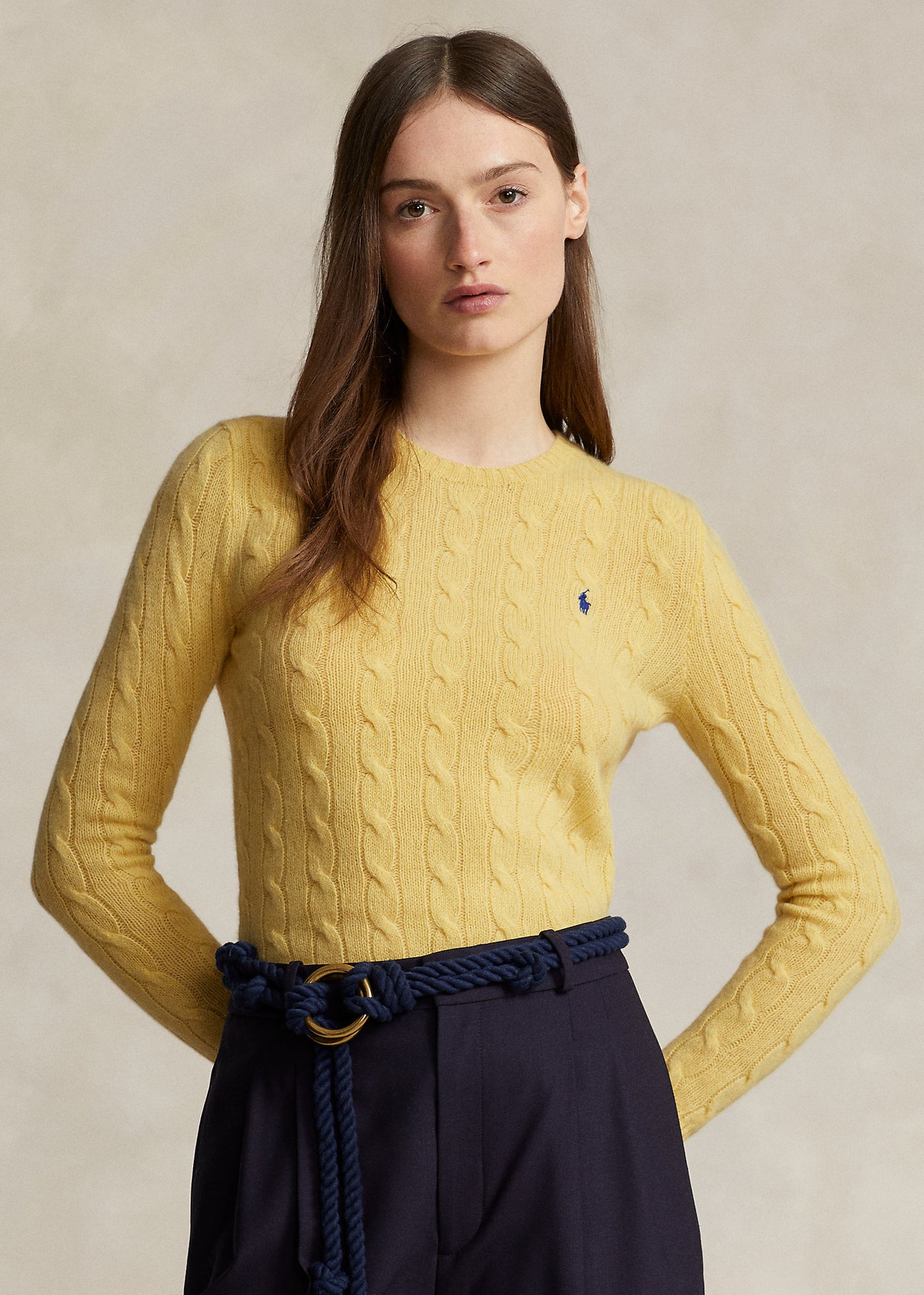 Ralph Lauren Cable-Knit Wool-Cashmere Jumper | Yellow