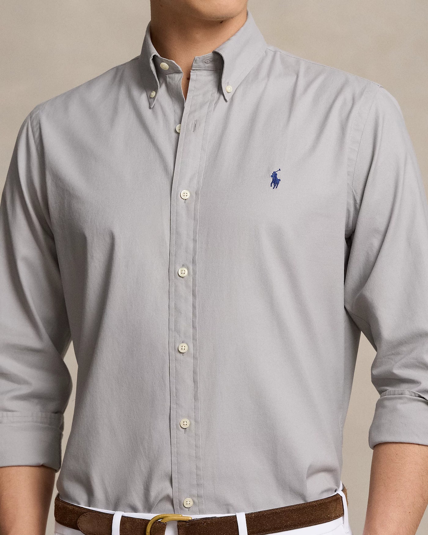 Ralph Lauren Custom Fit Stretch Oxford Shirt | Grey