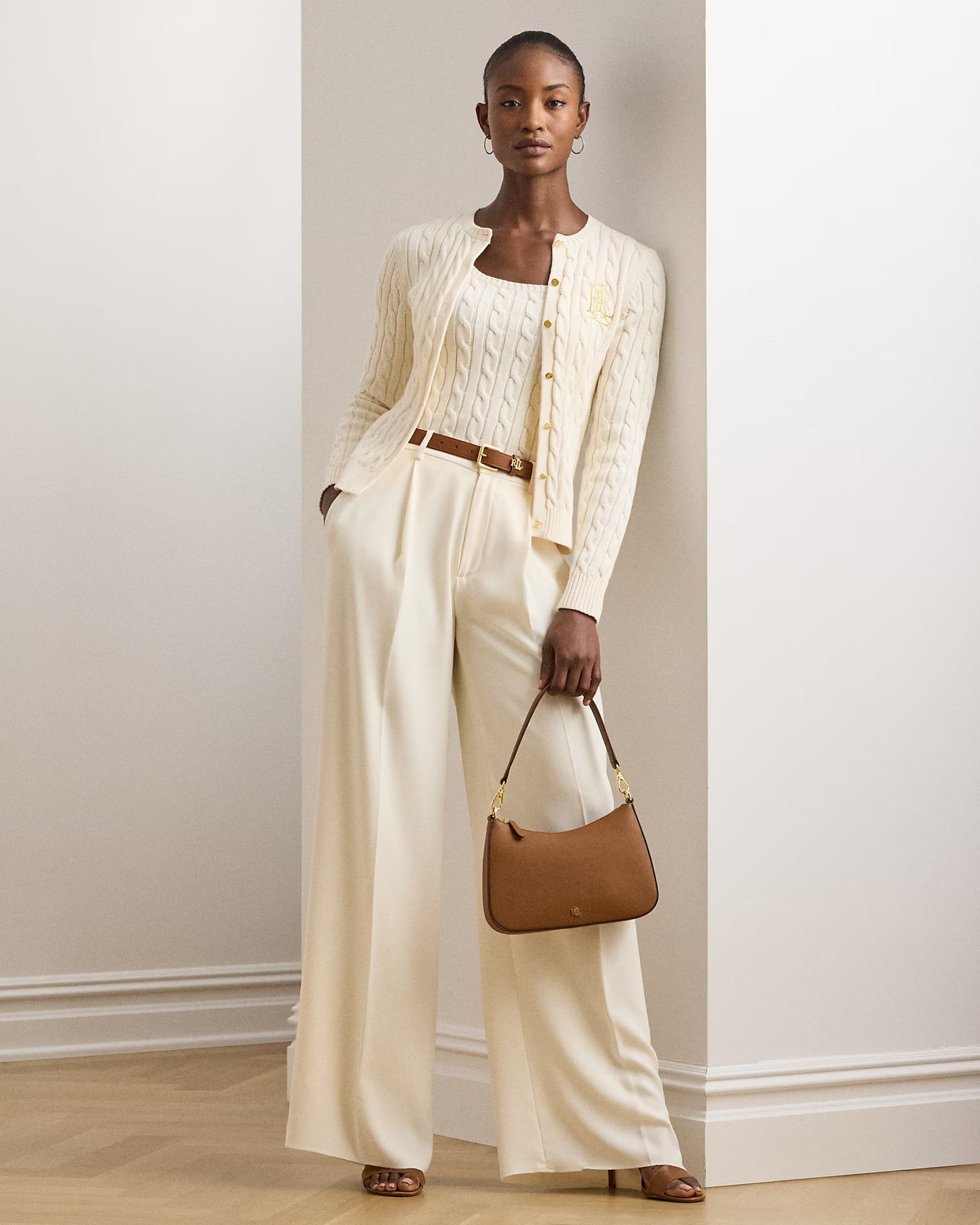 Lauren Ralph Lauren Cable-Knit Cotton Cardigan | Cream