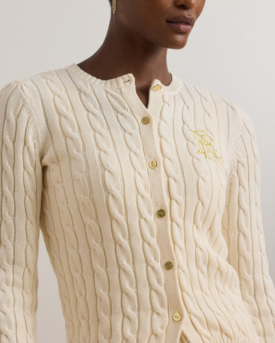 Lauren Ralph Lauren Cable-Knit Cotton Cardigan | Cream