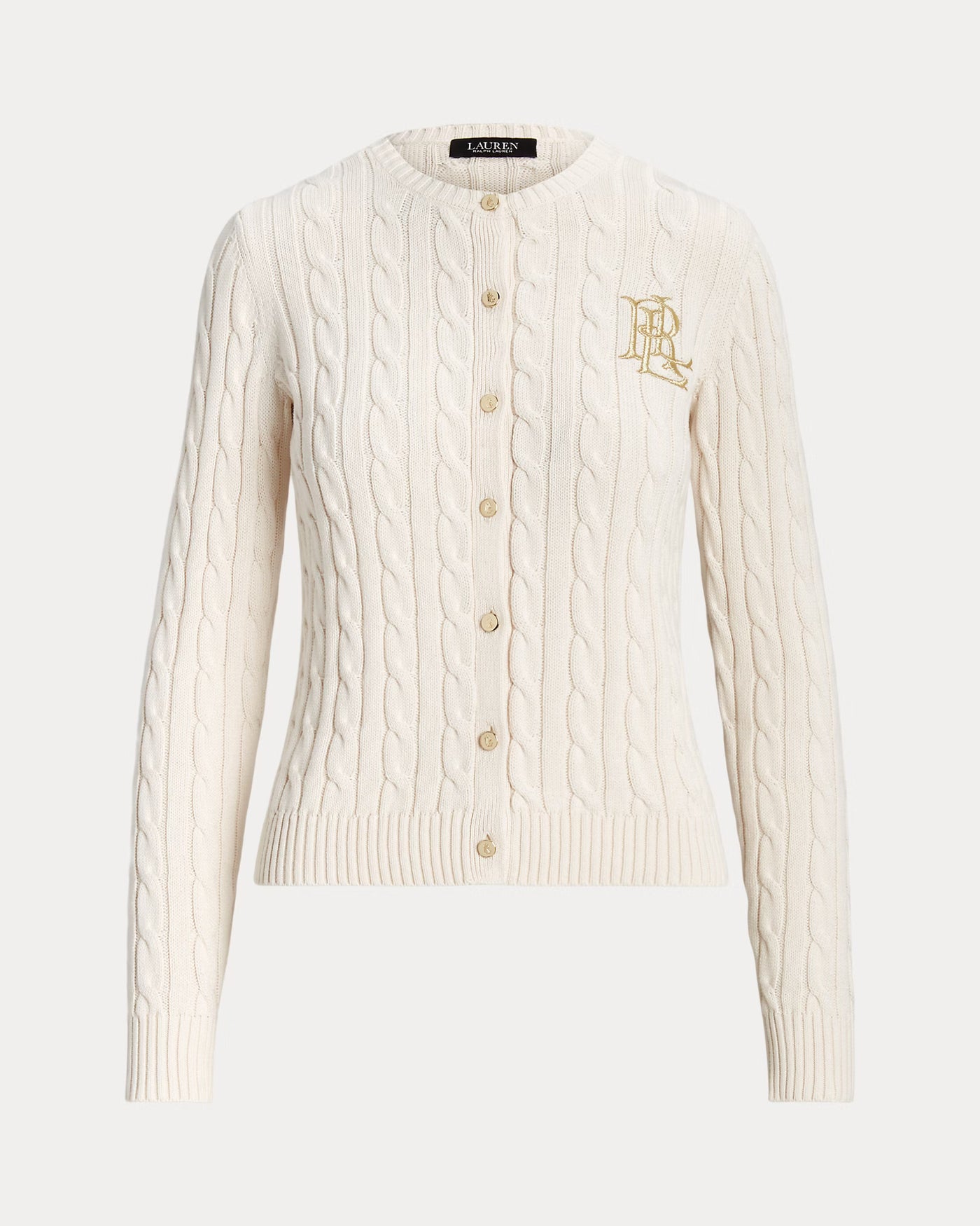 Lauren Ralph Lauren Cable-Knit Cotton Cardigan | Cream