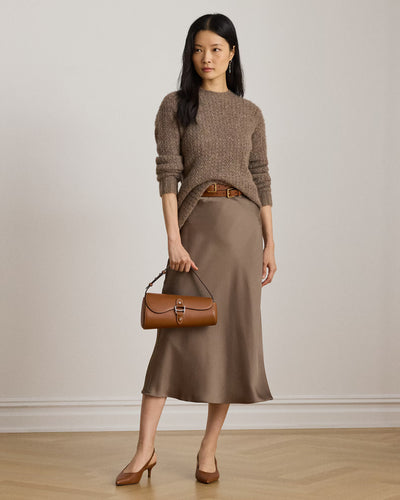 Lauren Ralph Lauren Satin Charmeuse Midi Skirt | Taupe Brown