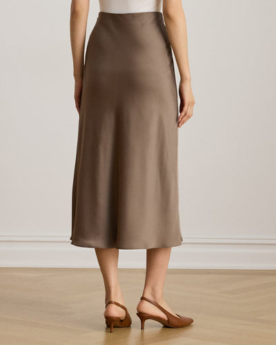 Lauren Ralph Lauren Satin Charmeuse Midi Skirt | Taupe Brown