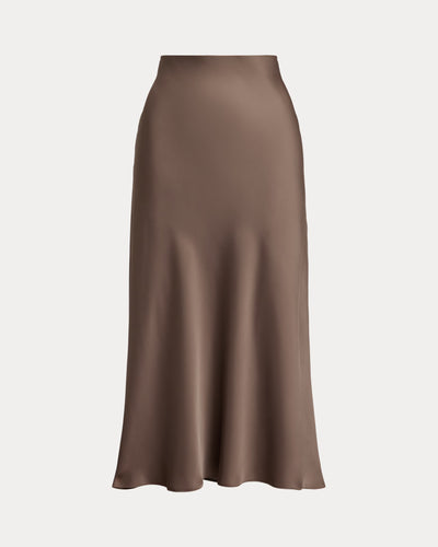 Lauren Ralph Lauren Satin Charmeuse Midi Skirt | Taupe Brown
