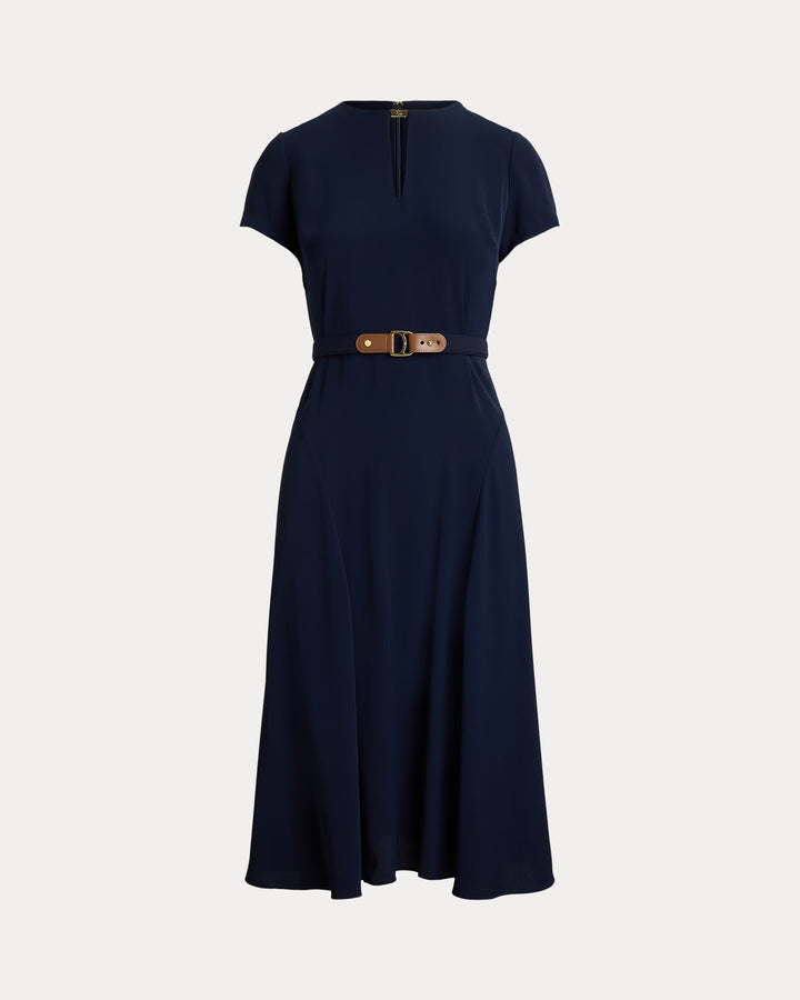 Lauren Ralph Lauren Belted Georgette Dress | Lighthouse Navy