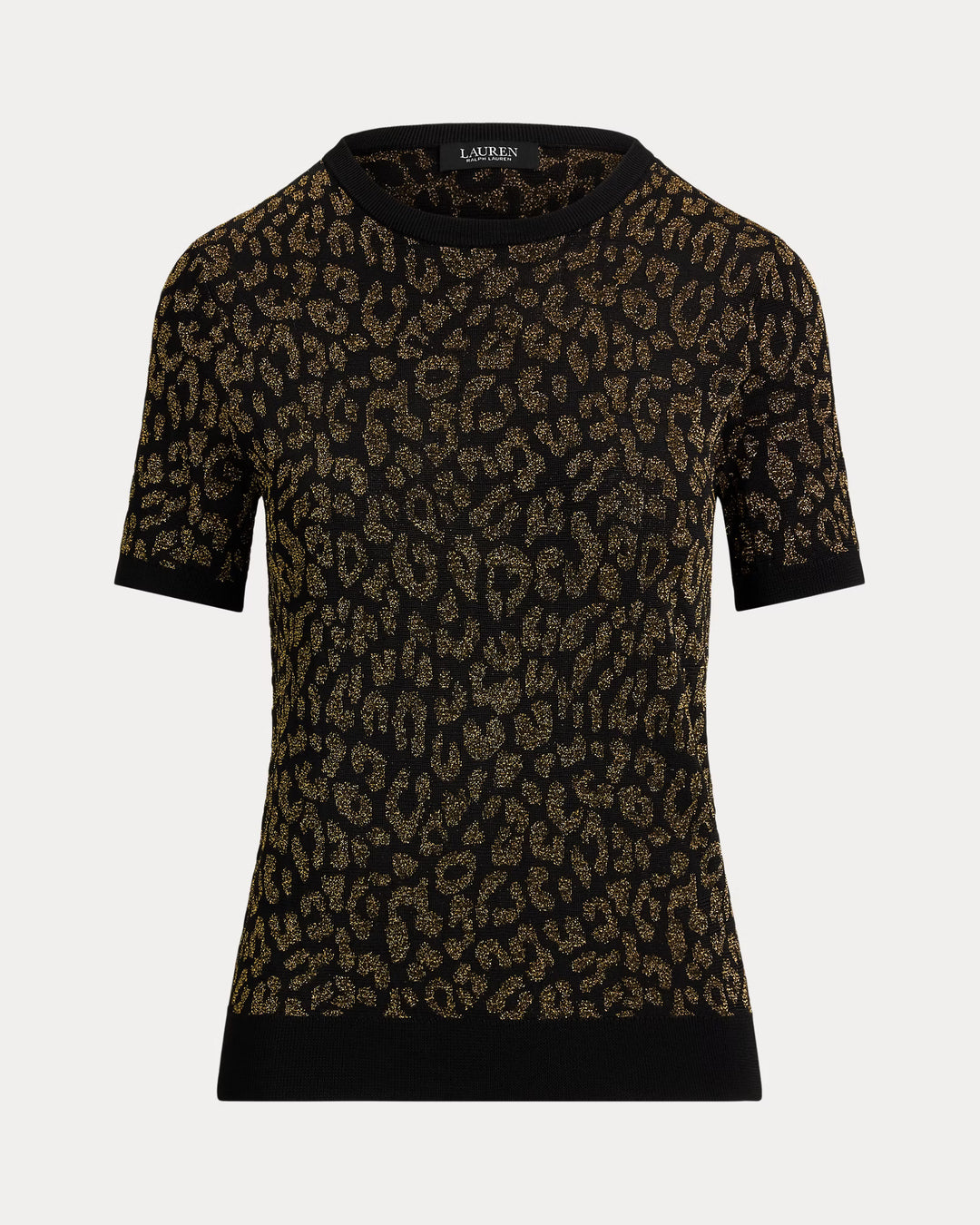 Lauren Ralph Lauren Metallic Ocelot Short-Sleeve Jumper | Black/Gold