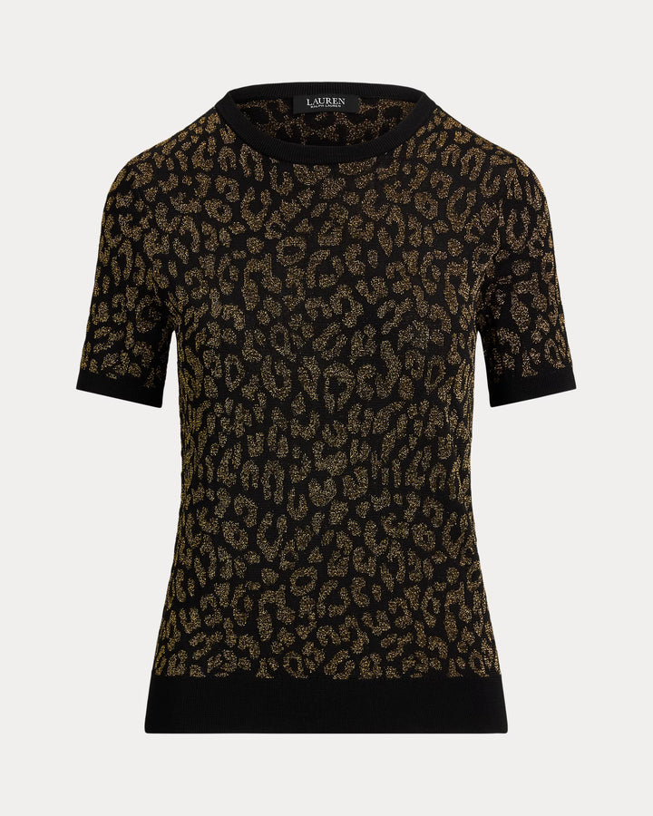 Lauren Ralph Lauren Metallic Ocelot Short-Sleeve Jumper | Black/Gold