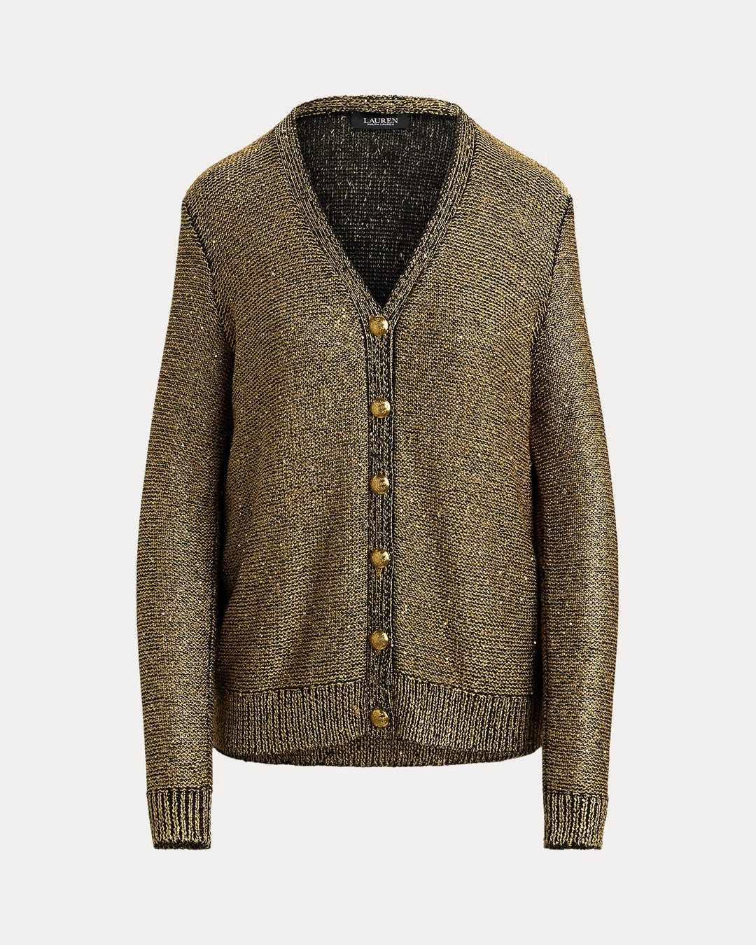 Lauren Ralph Lauren Sequined Linen-Blend Cardigan | Black/Gold