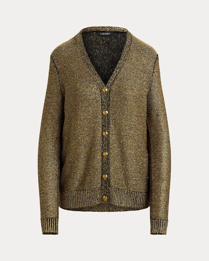 Lauren Ralph Lauren Sequined Linen-Blend Cardigan | Black/Gold