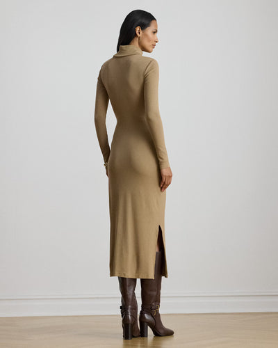 Lauren Ralph Lauren Tie-Front Roll Neck Dress | Camel