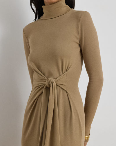 Lauren Ralph Lauren Tie-Front Roll Neck Dress | Camel