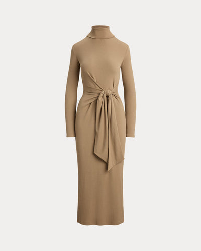 Lauren Ralph Lauren Tie-Front Roll Neck Dress | Camel