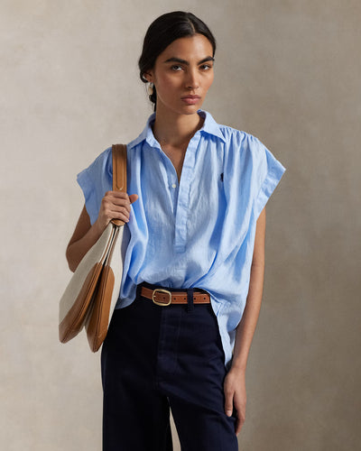 Ralph Lauren Linen Popover Shirt | Baby Blue