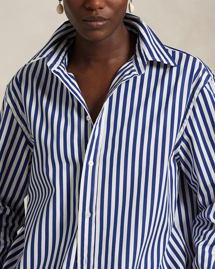 Ralph Lauren Oversize Fit Striped Cotton Shirt | Royal/White