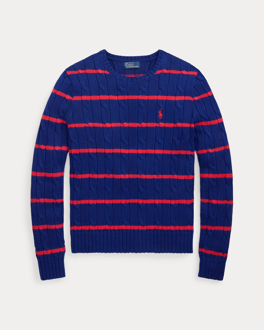 Ralph Lauren Striped Cable-Knit Cotton Jumper | Cobalt Stripe