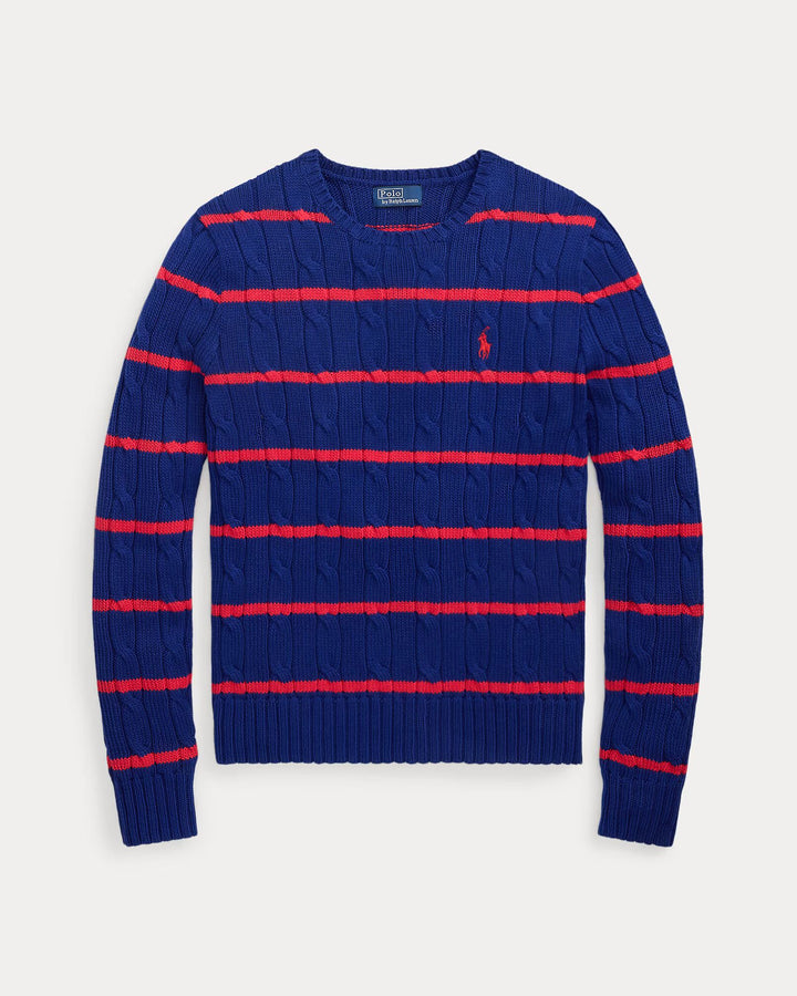 Ralph Lauren Striped Cable-Knit Cotton Jumper | Cobalt Stripe
