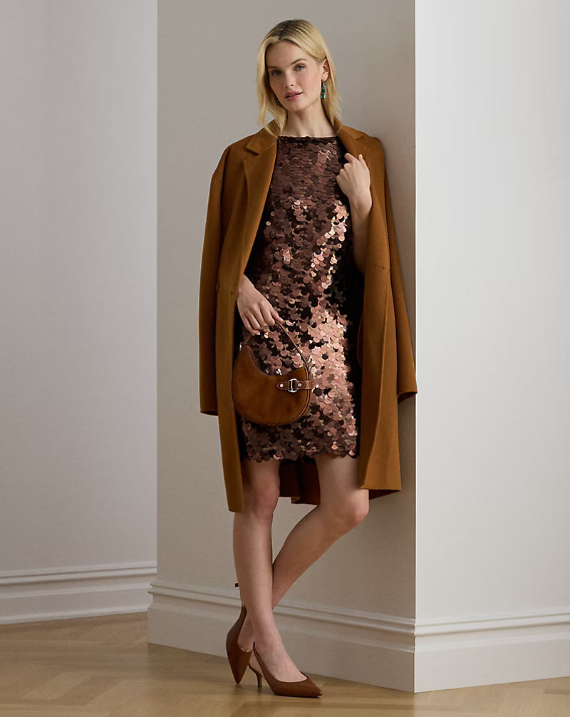 Lauren Ralph Lauren Sequinned Shift Cocktail Dress | Chocolate Multi