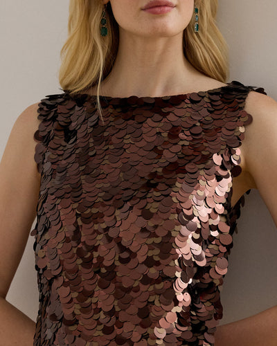 Lauren Ralph Lauren Sequinned Shift Cocktail Dress | Chocolate Multi