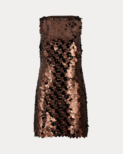Lauren Ralph Lauren Sequinned Shift Cocktail Dress | Chocolate Multi