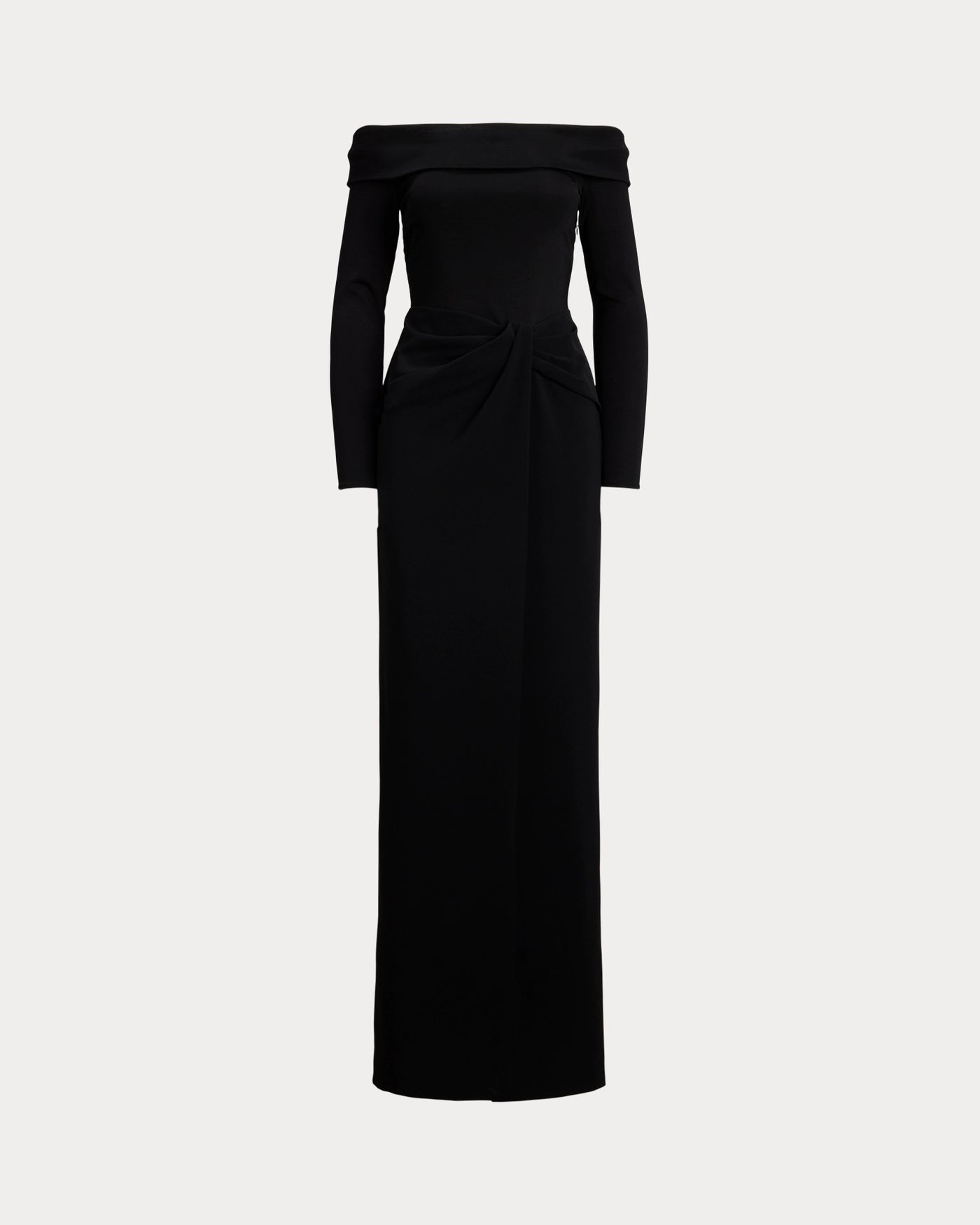 Lauren Ralph Lauren Rib-Knit & Crepe Off-the-Shoulder Gown | Black