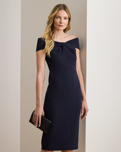 Lauren Ralph Lauren Twist-Front Crepe Cocktail Dress | Lighthouse Navy