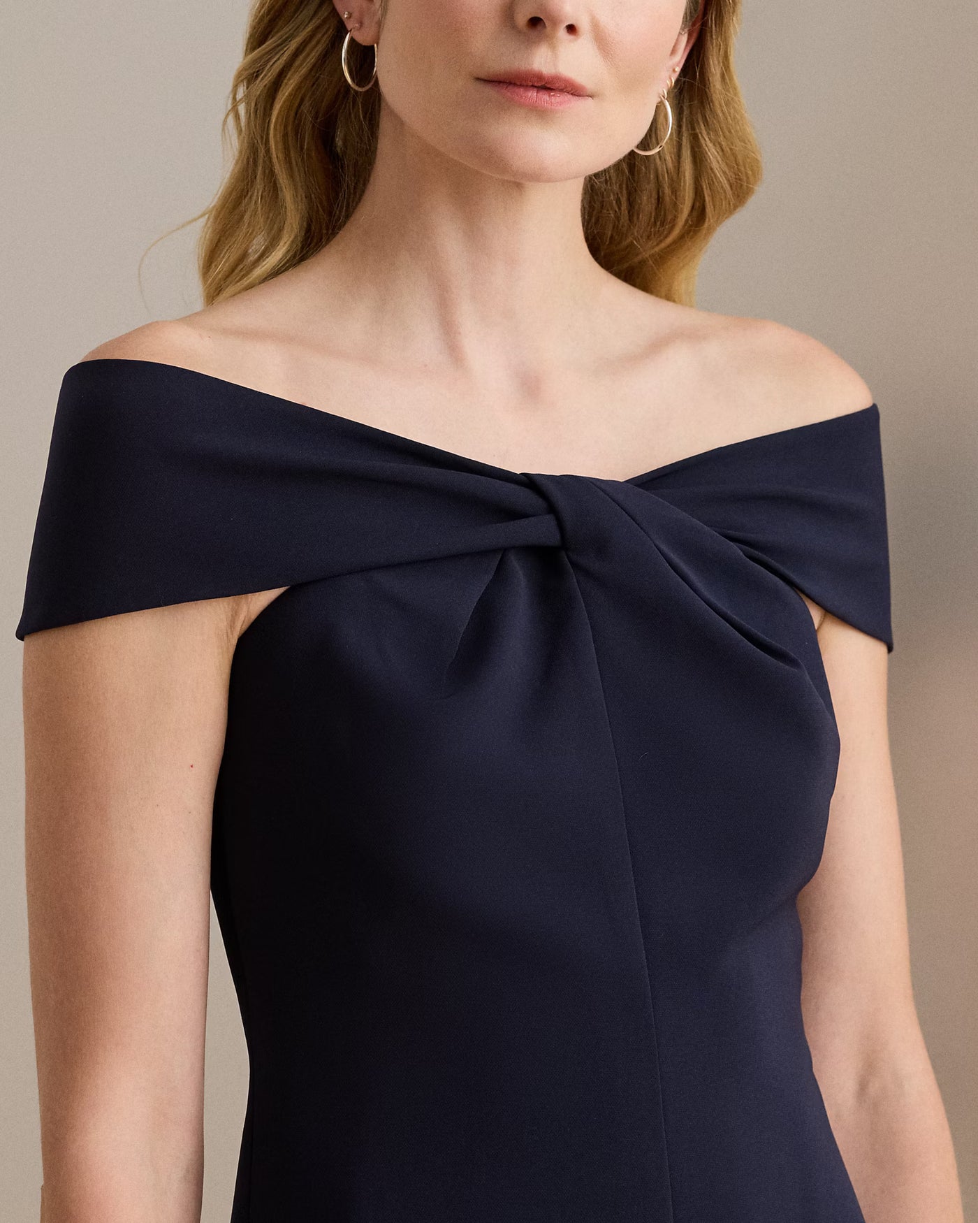 Lauren Ralph Lauren Twist-Front Crepe Cocktail Dress | Lighthouse Navy
