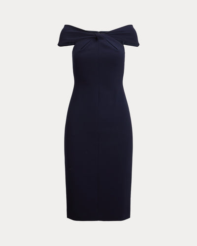 Lauren Ralph Lauren Twist-Front Crepe Cocktail Dress | Lighthouse Navy