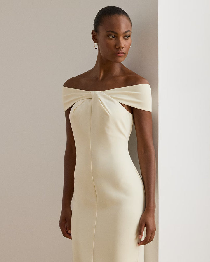 Lauren Ralph Lauren Twist-Front Crepe Cocktail Dress | Cream