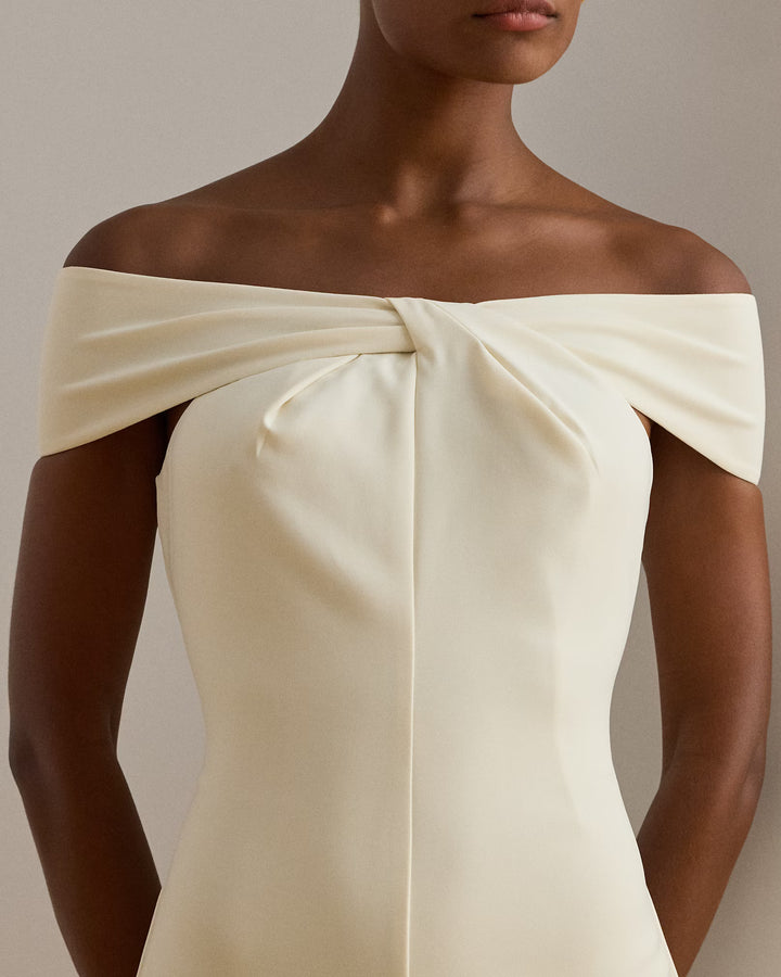 Lauren Ralph Lauren Twist-Front Crepe Cocktail Dress | Cream