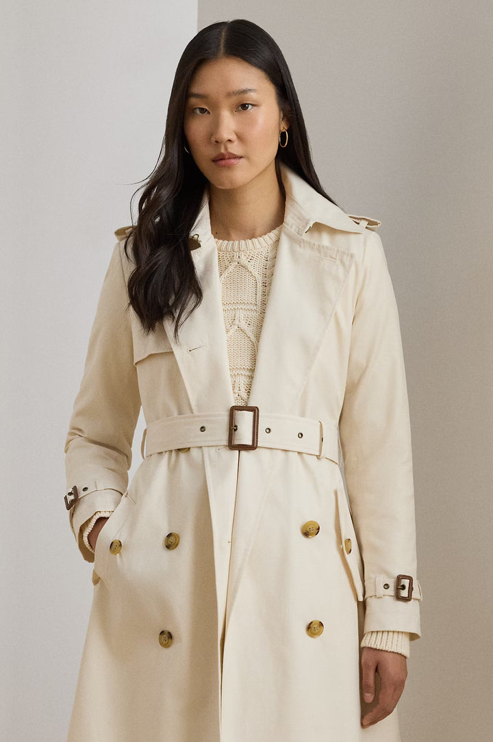 Lauren Ralph Lauren Double-Breasted Cotton-Blend Trench Coat | Cream
