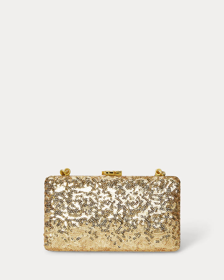 Lauren Ralph Lauren Sequined Small Franki Clutch | Antique Gold