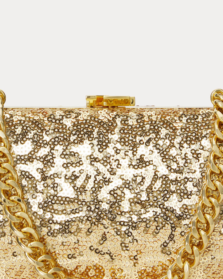 Lauren Ralph Lauren Sequined Small Franki Clutch | Antique Gold