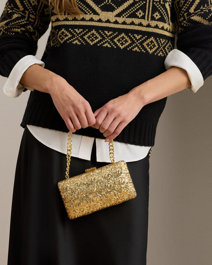 Lauren Ralph Lauren Sequined Small Franki Clutch | Antique Gold