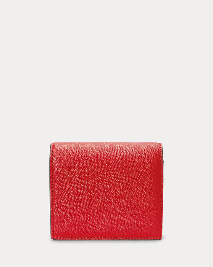 Lauren Ralph Lauren Crosshatch Leather Compact Wallet | Festive Red