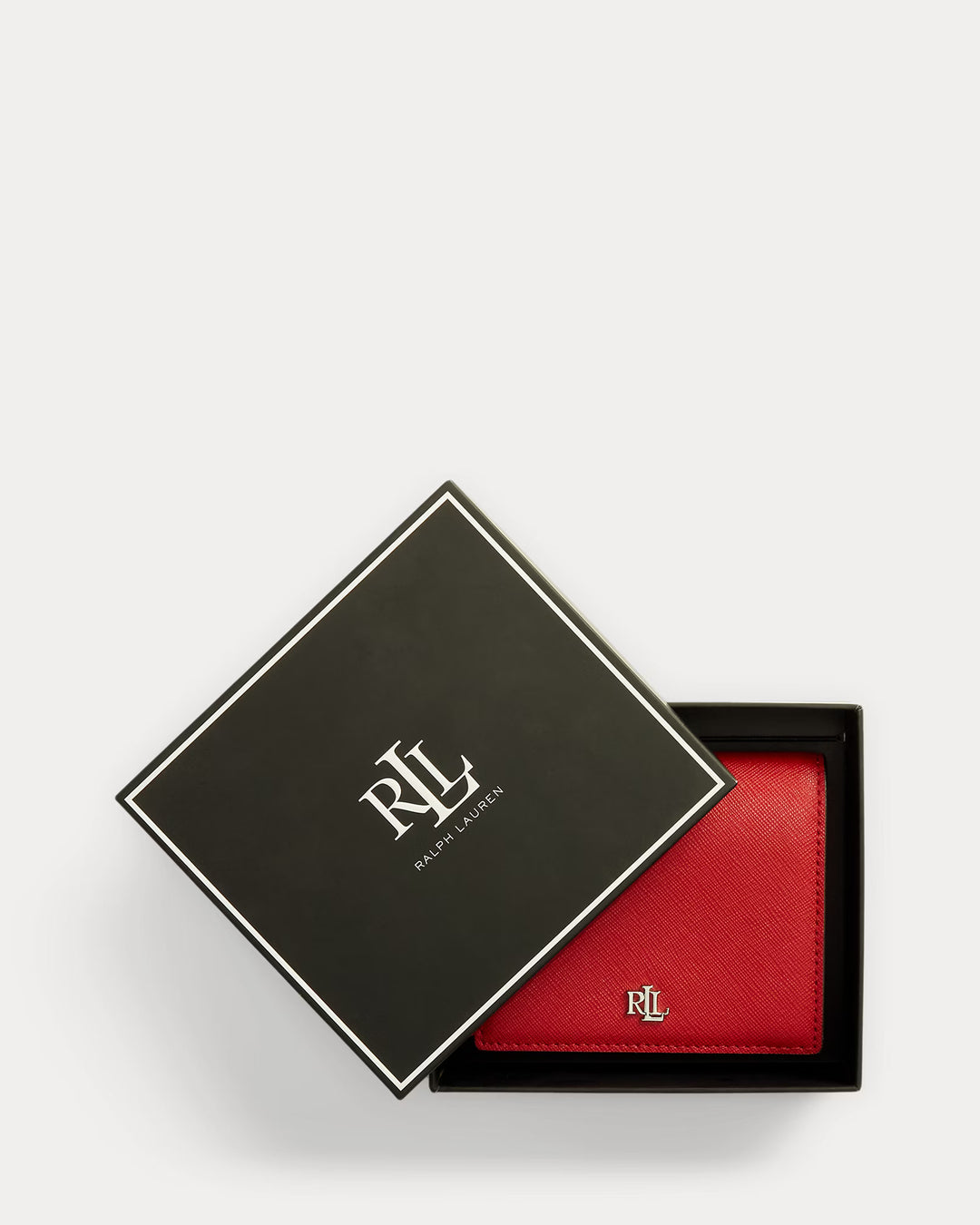 Lauren Ralph Lauren Crosshatch Leather Compact Wallet | Festive Red
