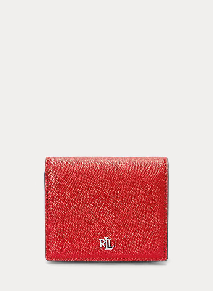 Lauren Ralph Lauren Crosshatch Leather Compact Wallet | Festive Red