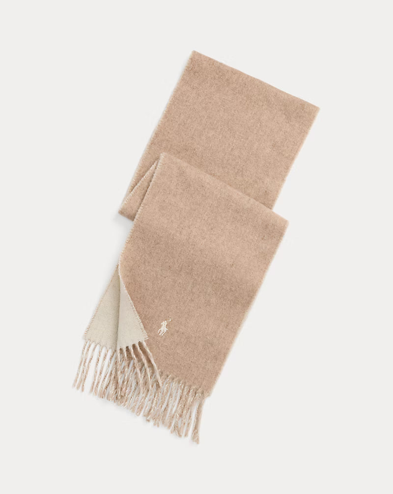 Ralph Lauren Reversible Wool-Blend Scarf | Taupe/Cream