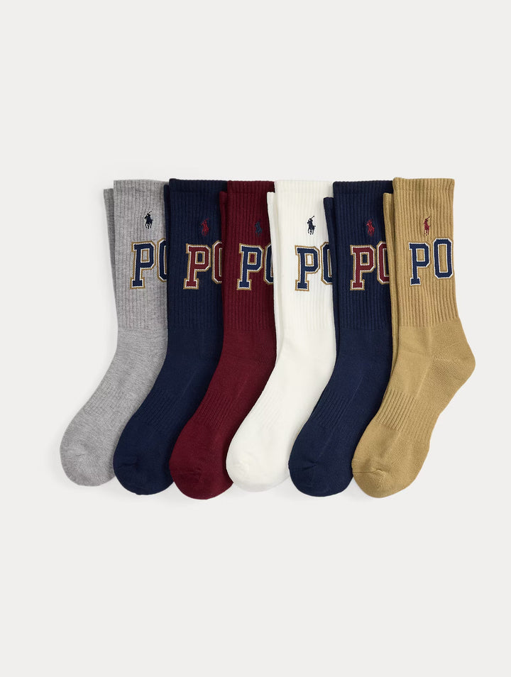 Ralph Lauren Logo Crew Sock 6-Pack | Multicolor