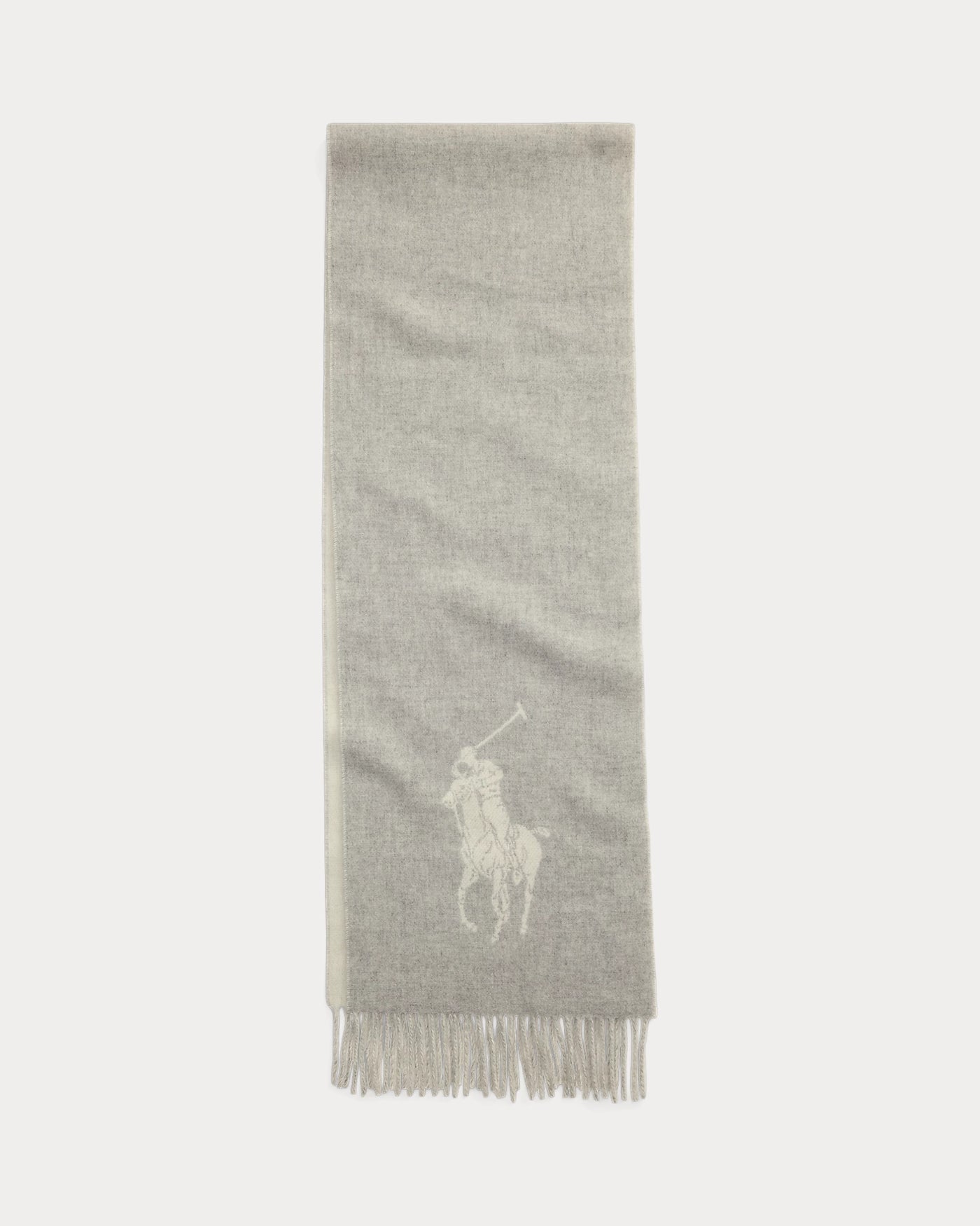 Ralph Lauren Big Pony Wool Scarf | Grey/Cream