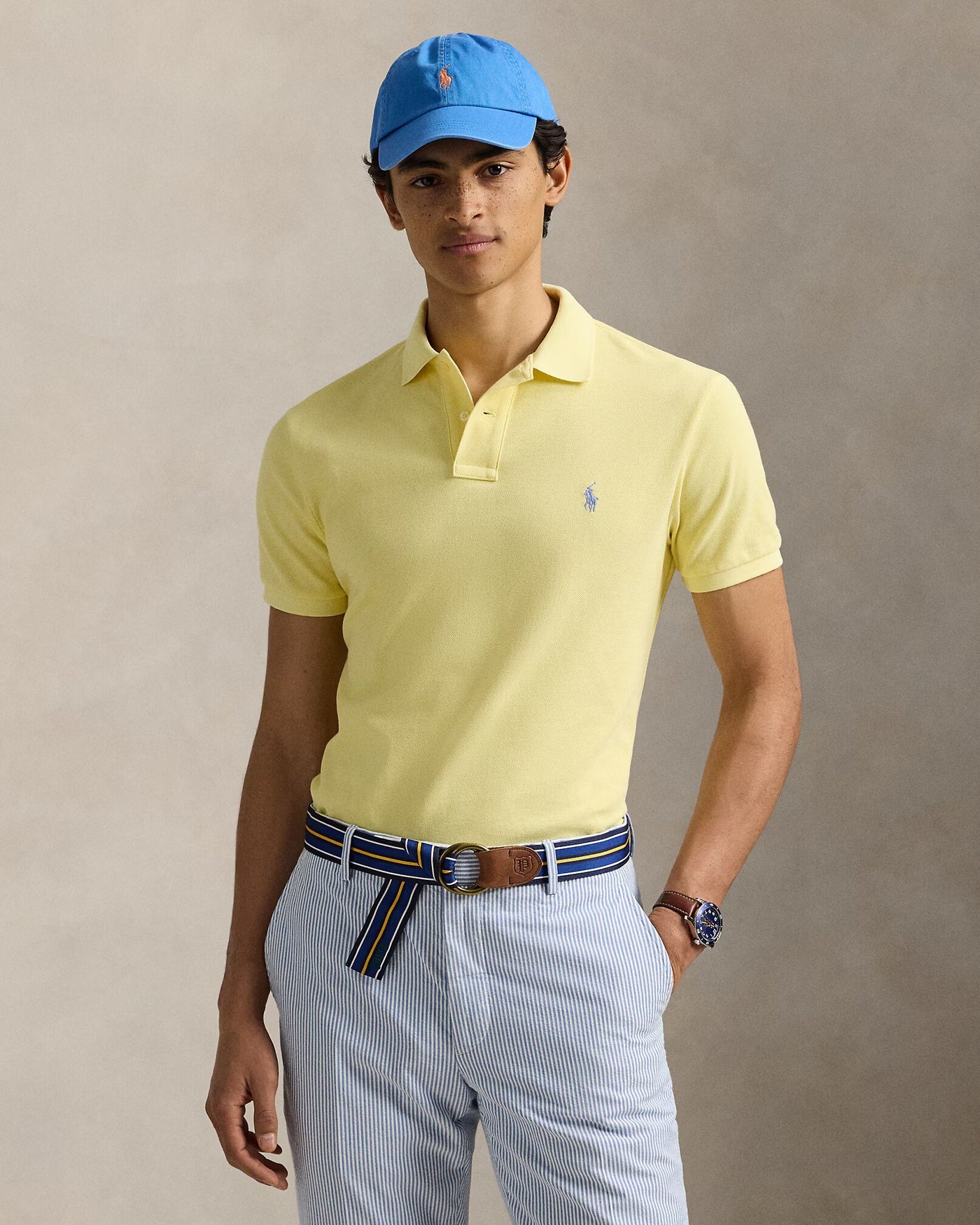 Ralph Lauren Custom Slim Fit Mesh Polo Shirt | Resort Gold