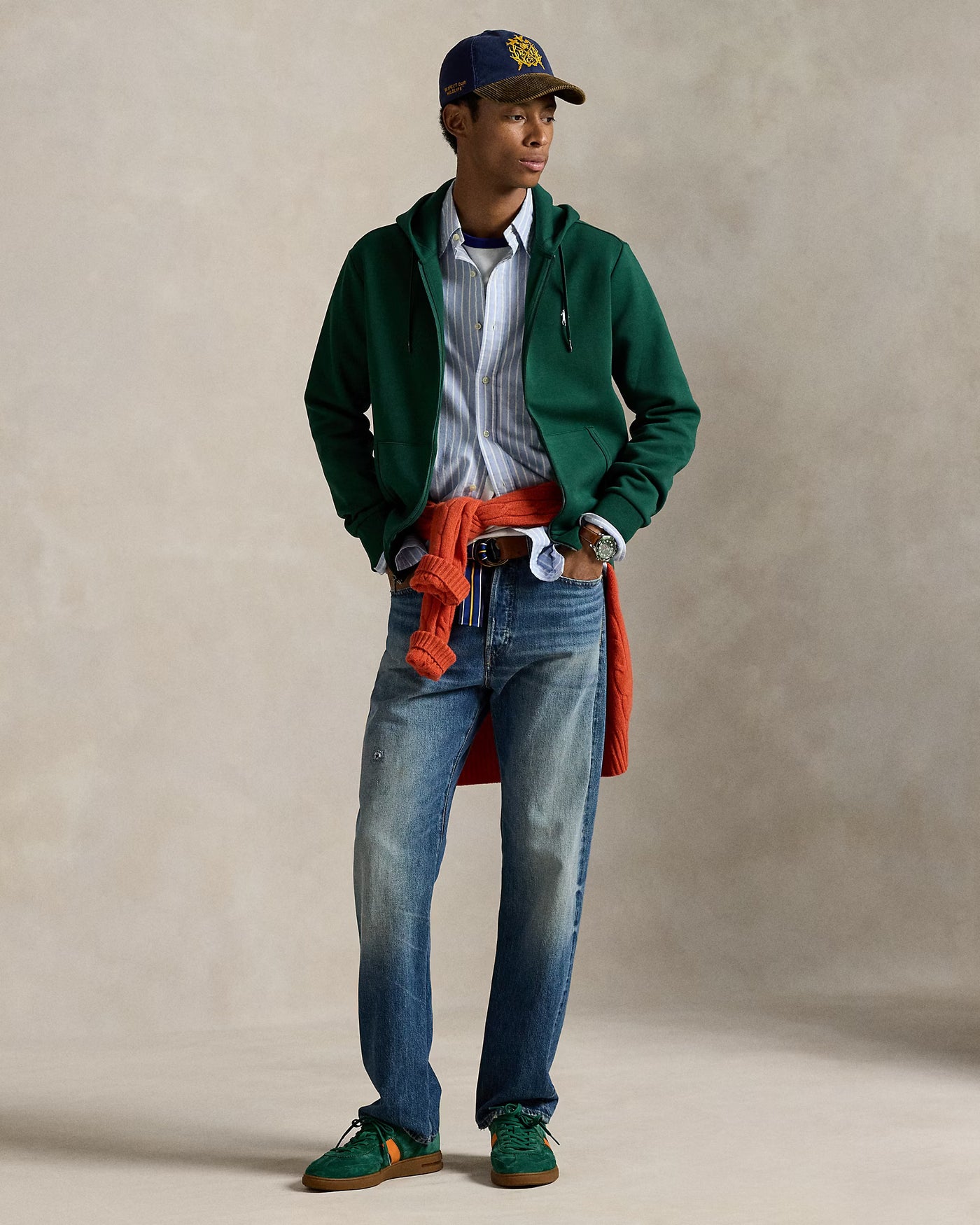 Ralph Lauren Double-Knit Full-Zip Hoodie | Vintage Pine