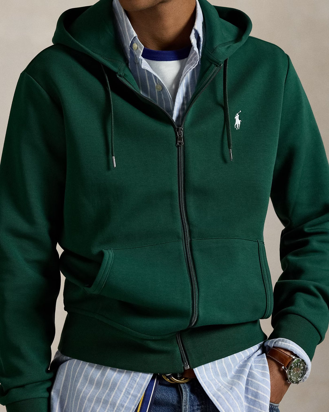 Ralph Lauren Double-Knit Full-Zip Hoodie | Vintage Pine