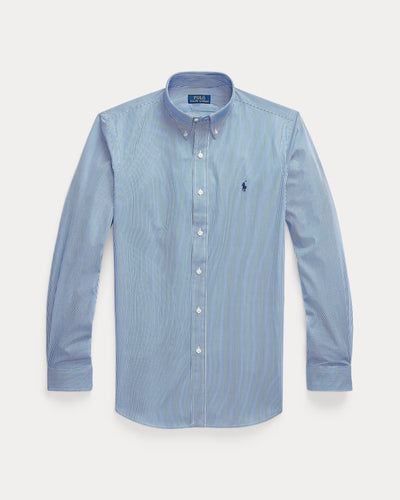 Ralph Lauren Custom Fit Stretch Poplin Shirt | Blue Hairline